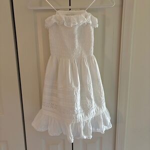 Abercrombie & Fitch White Smocked Strapless Mini Dress XS Ruffle Lace